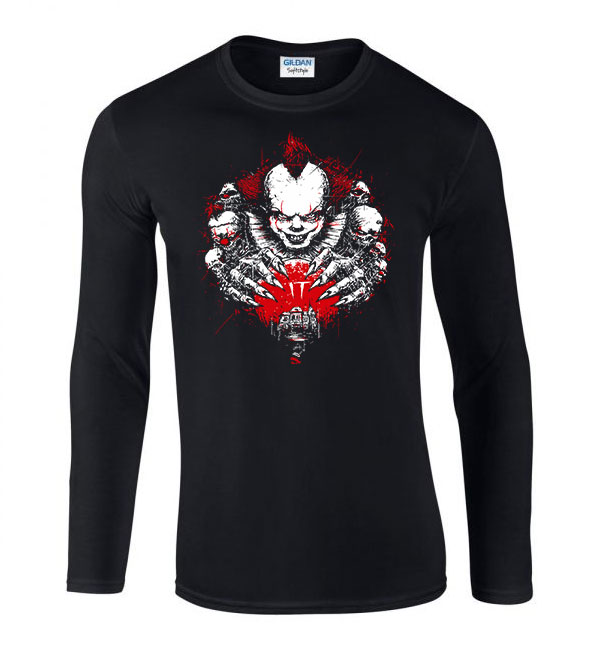 pennywise stephen king at it Fekete Férfi Hosszú Ujjú Póló