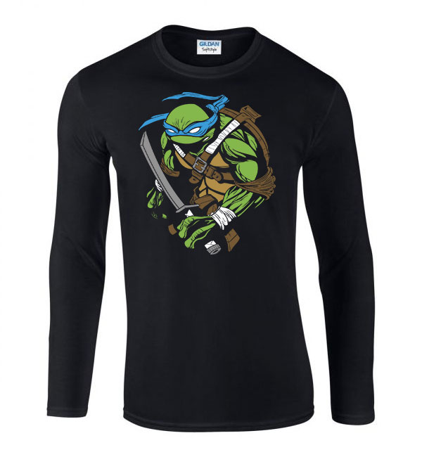 leonardo tini ninja teknőcök tmnt Fekete Férfi Hosszú Ujjú Póló