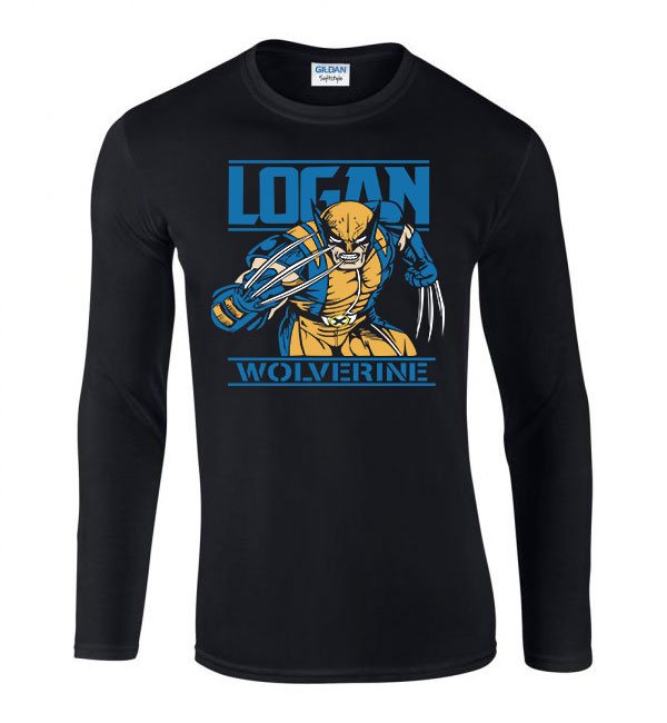 Logan wolverine x-men rozsomák Fekete Férfi Hosszú Ujjú Póló