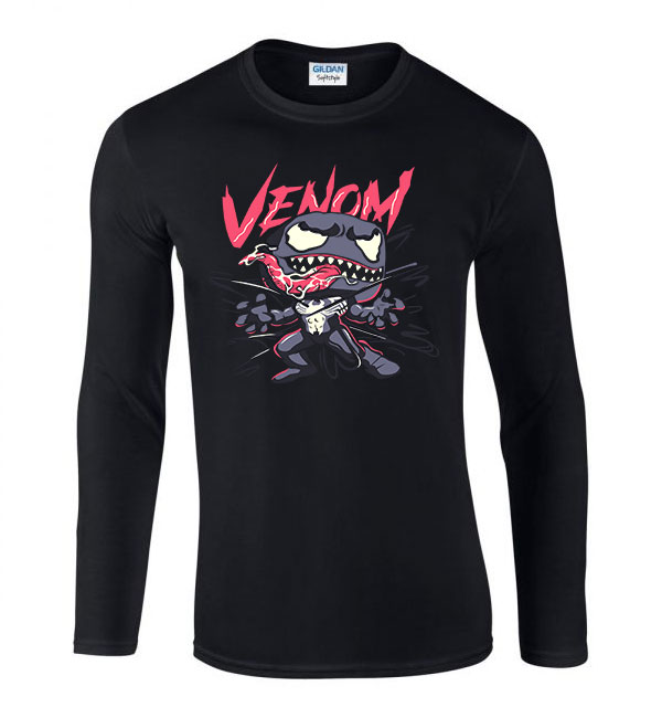 venom méreg Fekete Férfi Hosszú Ujjú Póló