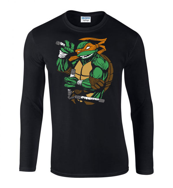 Michelangelo tini ninja teknőcök tmnt Fekete Férfi Hosszú Ujjú Póló