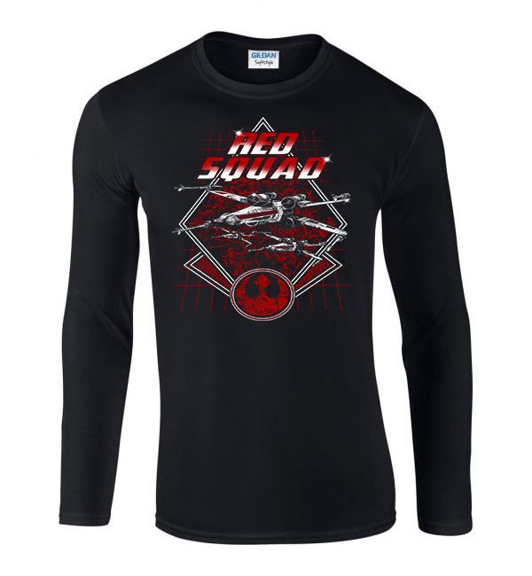 star wars red squad x-szárnyú Fekete Férfi Hosszú Ujjú Póló