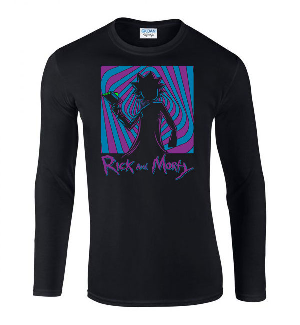 rick és morty Fekete Férfi Hosszú Ujjú Póló