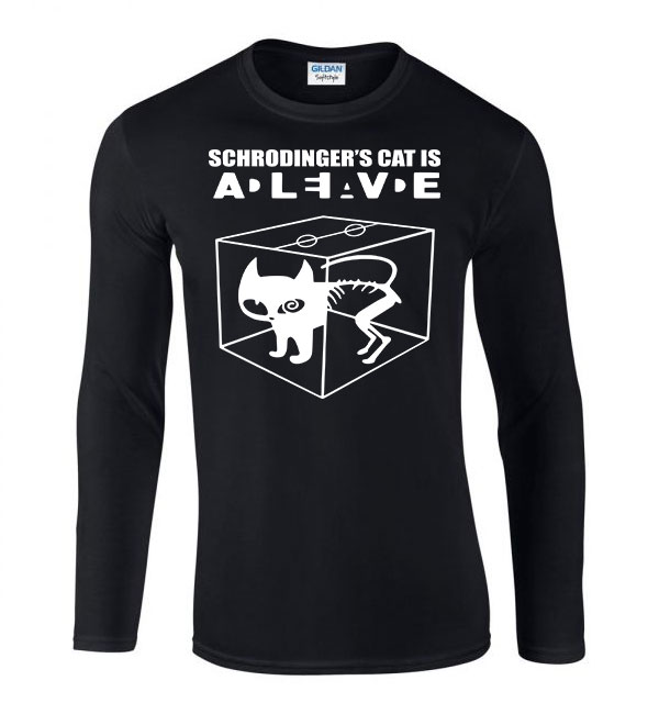 Schrödinger Macskája Fekete Férfi Hosszú Ujjú Póló