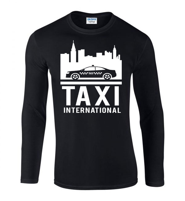 Taxis taxi Fekete Férfi Hosszú Ujjú Póló