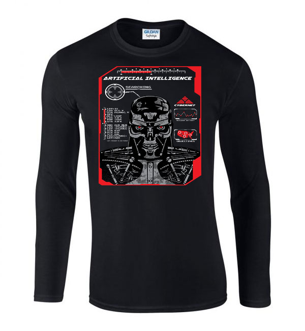 terminator skynet t800 Fekete Férfi Hosszú Ujjú Póló