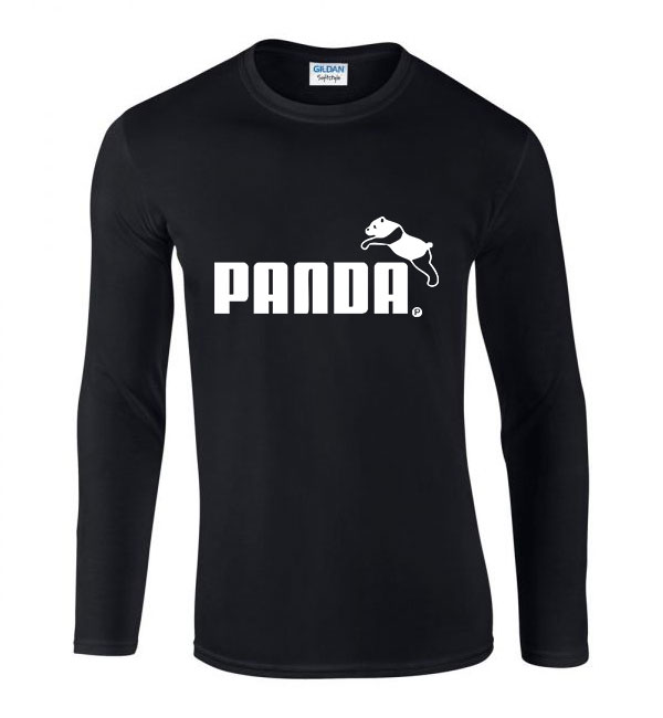 Panda Fekete Férfi Hosszú Ujjú Póló