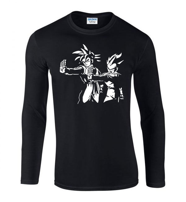 Dragon Ball Pulp Fiction Son Goku Fekete Férfi Hosszú Ujjú Póló