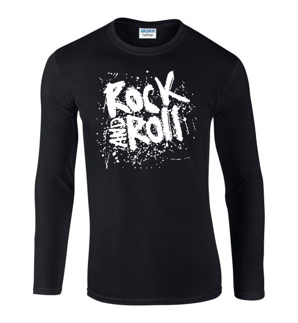 rock n roll Fekete Férfi Hosszú Ujjú Póló