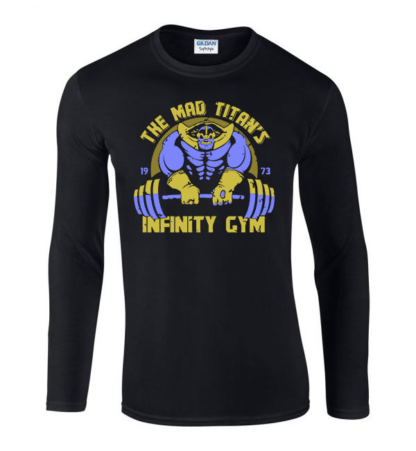 edzés kondi gym thanos Fekete Férfi Hosszú Ujjú Póló