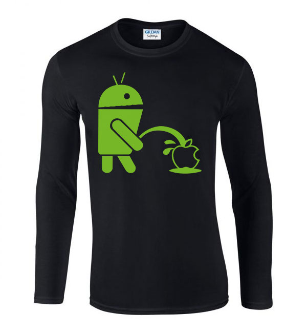 android humor Fekete Férfi Hosszú Ujjú Póló