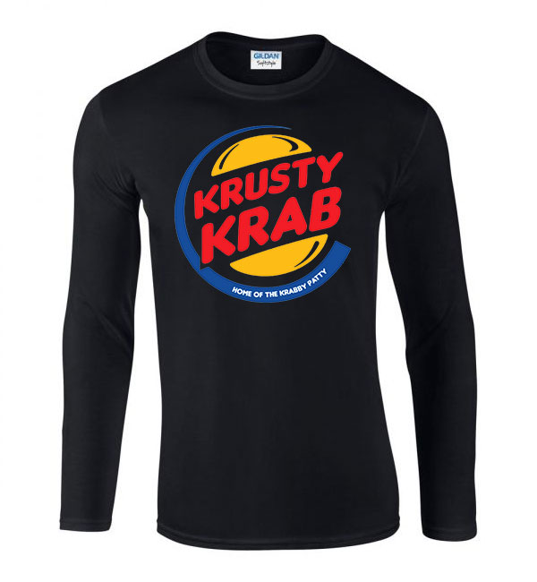 herkentyű burger krusty krab Fekete Férfi Hosszú Ujjú Póló