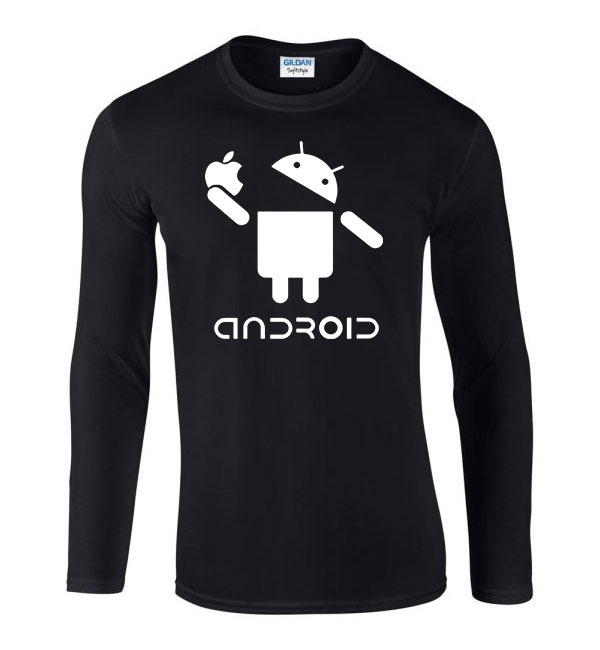 android humor Fekete Férfi Hosszú Ujjú Póló