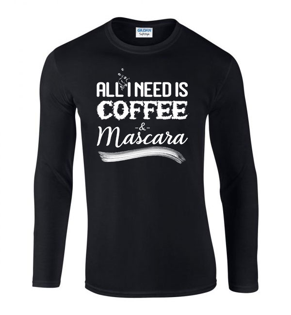 kávé mascara coffee Fekete Férfi Hosszú Ujjú Póló