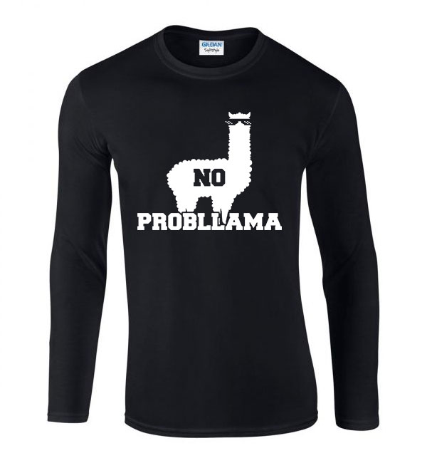 no probllama láma Fekete Férfi Hosszú Ujjú Póló