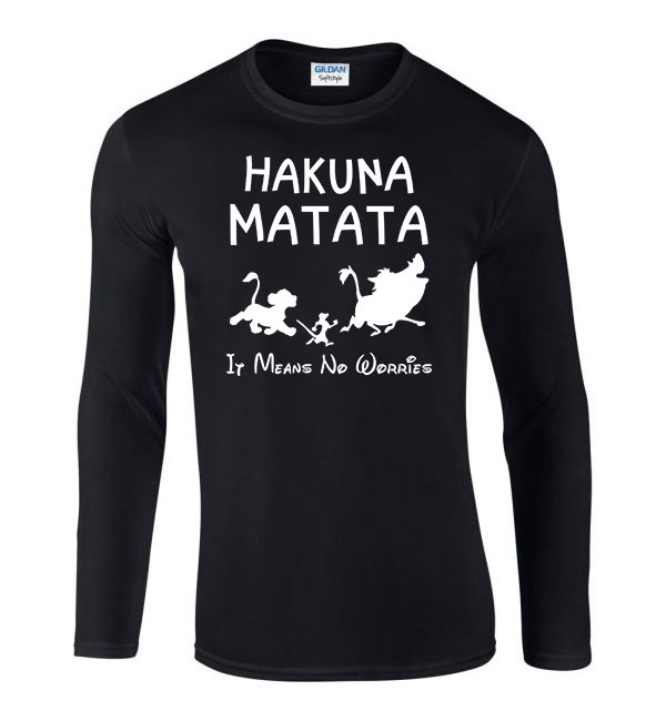 hakuna matata az oroszlánkirály Fekete Férfi Hosszú Ujjú Póló
