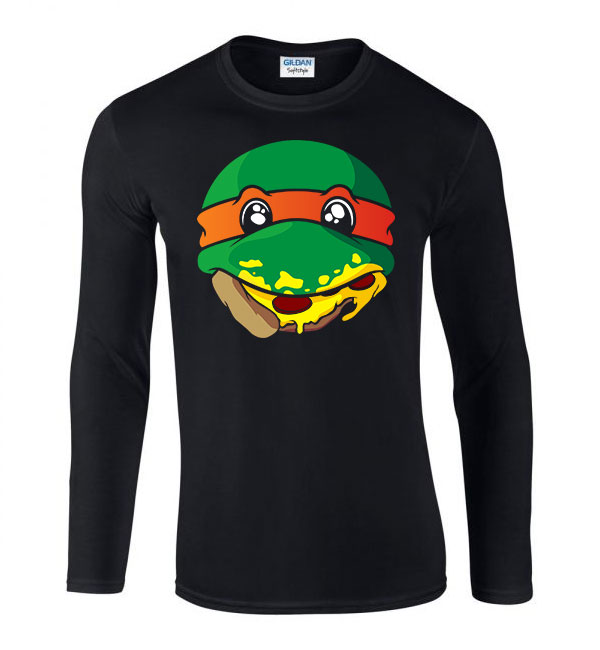 tini ninja teknőcök pizza Fekete Férfi Hosszú Ujjú Póló