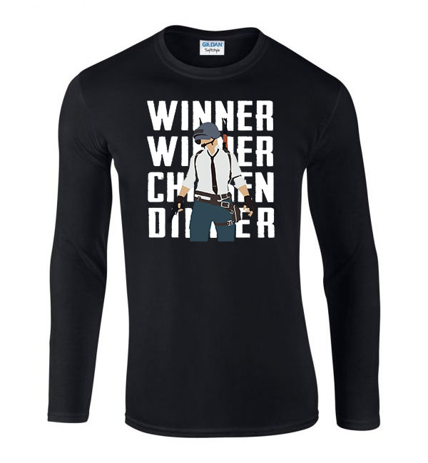 pubg winner winner chiken dinner Fekete Férfi Hosszú Ujjú Póló