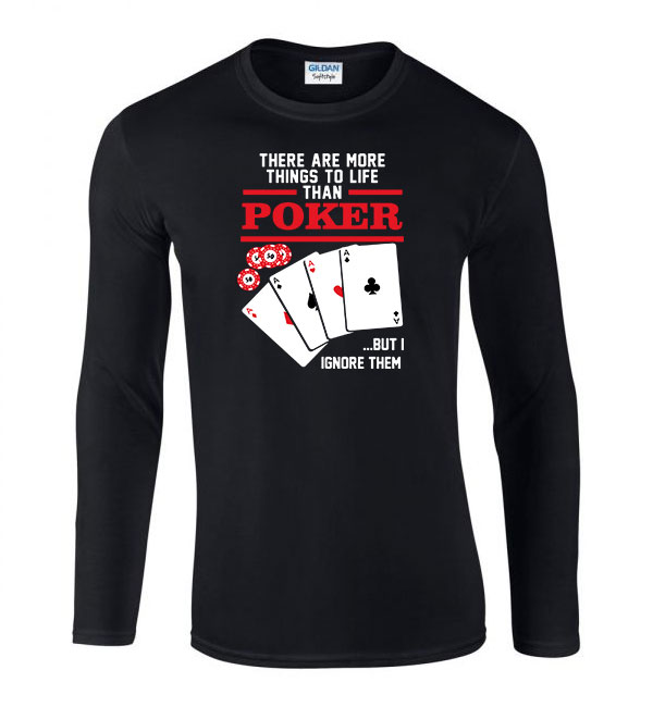 poker Fekete Férfi Hosszú Ujjú Póló