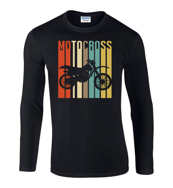 motocross motor motoros Fekete Férfi Hosszú Ujjú Póló