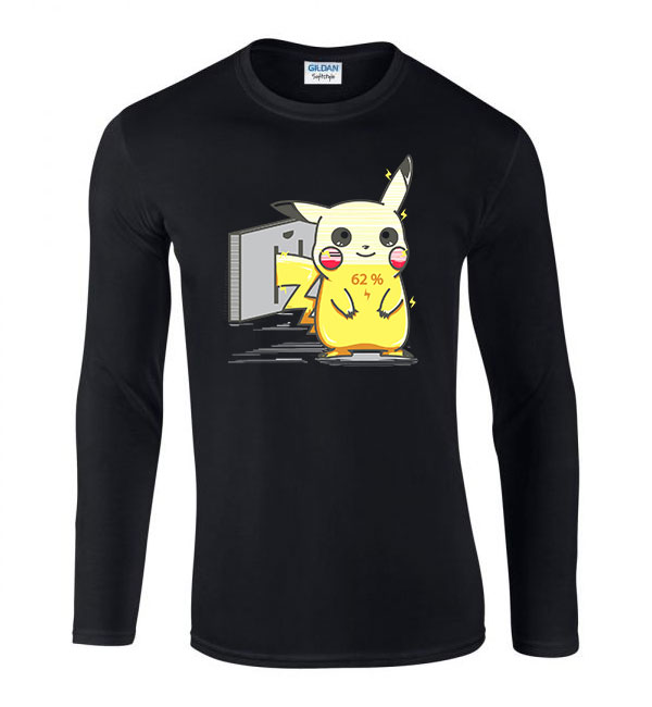pikachu pokmon töltés Fekete Férfi Hosszú Ujjú Póló
