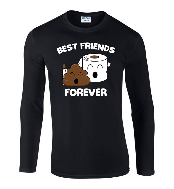 bff best friends kaki kaka wc papír Fekete Férfi Hosszú Ujjú Póló