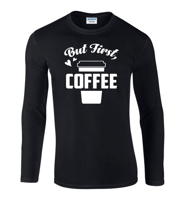 coffee kávé Fekete Férfi Hosszú Ujjú Póló