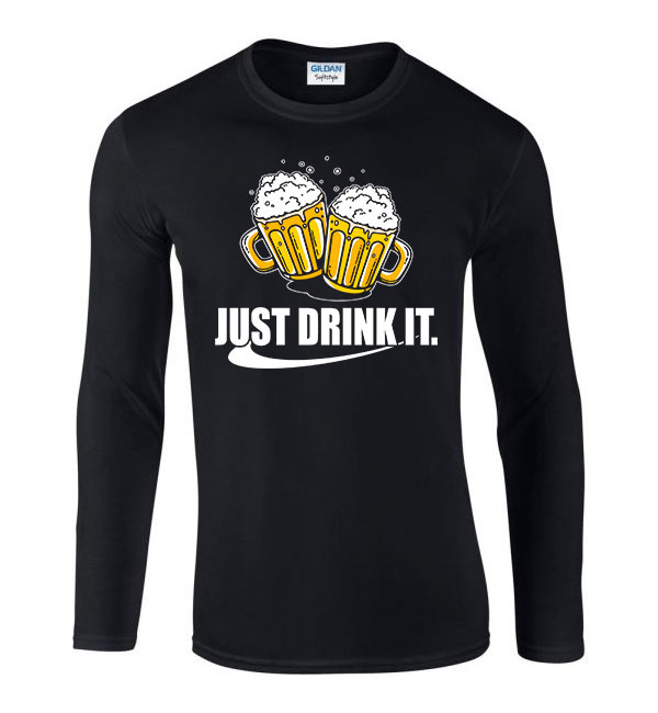 just drink it sör alkohol Fekete Férfi Hosszú Ujjú Póló