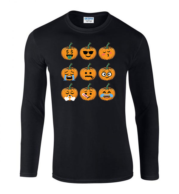 emoji tök halloween Fekete Férfi Hosszú Ujjú Póló
