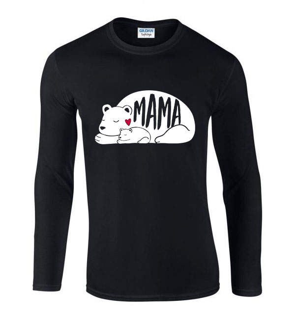 anyák napja mama anya mama bear medve Fekete Férfi Hosszú Ujjú Póló