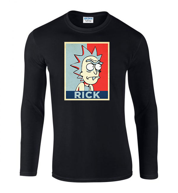 rick és morty Fekete Férfi Hosszú Ujjú Póló