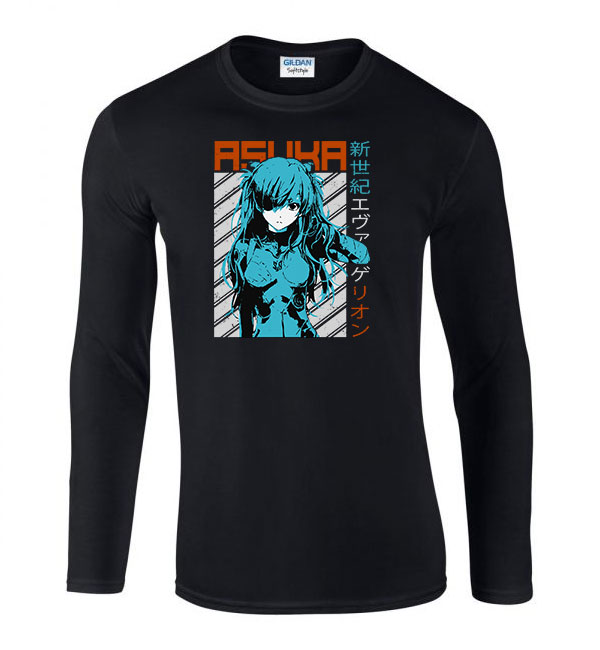 evangelion Fekete Férfi Hosszú Ujjú Póló