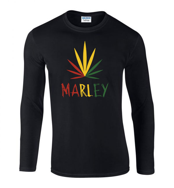 bob marley kanabisz cannabis Fekete Férfi Hosszú Ujjú Póló
