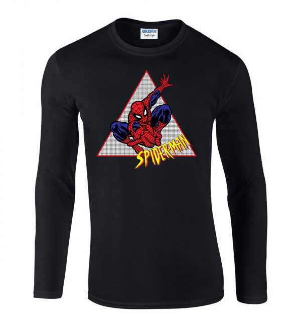 pókember spider man Fekete Férfi Hosszú Ujjú Póló