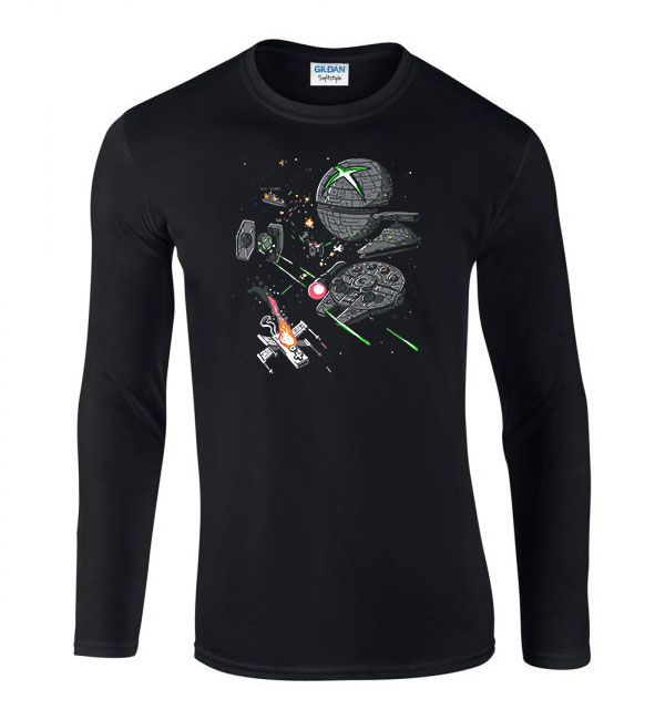 gamer konzolok console joystick star wars Fekete Férfi Hosszú Ujjú Póló