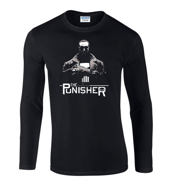 The Punisher A Megtorló Fekete Férfi Hosszú Ujjú Póló