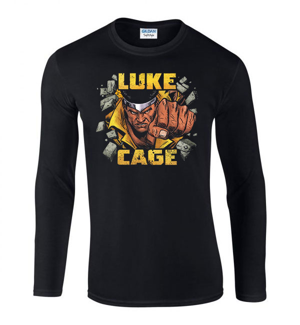 luke cage Fekete Férfi Hosszú Ujjú Póló