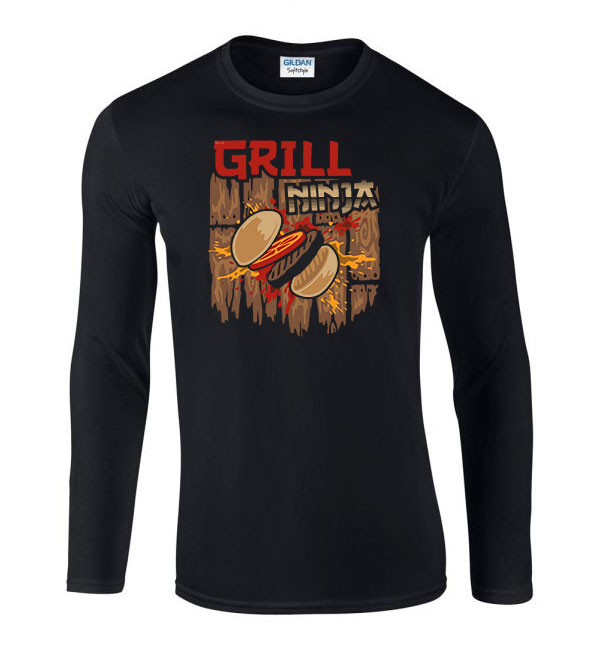 grill grillezés humor Fekete Férfi Hosszú Ujjú Póló
