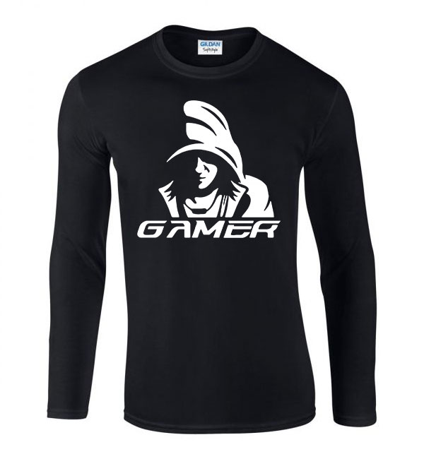 gamer Fekete Férfi Hosszú Ujjú Póló