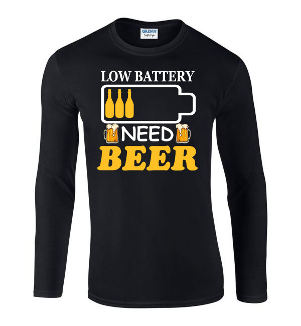 sör battery humor Fekete Férfi Hosszú Ujjú Póló