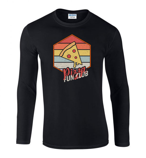 pizza Fekete Férfi Hosszú Ujjú Póló