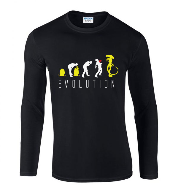 alien humor evolúció Fekete Férfi Hosszú Ujjú Póló