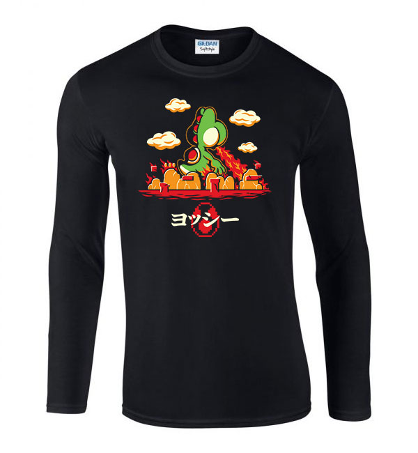 yoshi super mario Fekete Férfi Hosszú Ujjú Póló