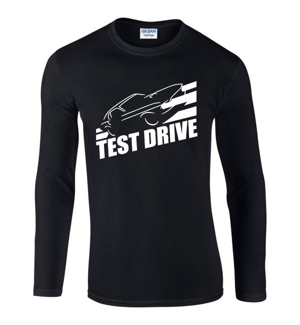 test drive autós autó kocsi Fekete Férfi Hosszú Ujjú Póló