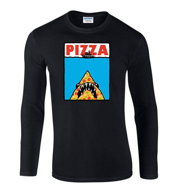 pizza pizza shark cápa Fekete Férfi Hosszú Ujjú Póló