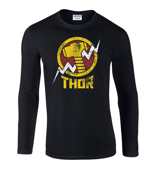 thor avengers Fekete Férfi Hosszú Ujjú Póló