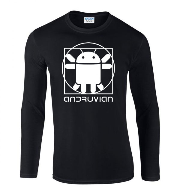 android Vitruviu Fekete Férfi Hosszú Ujjú Póló
