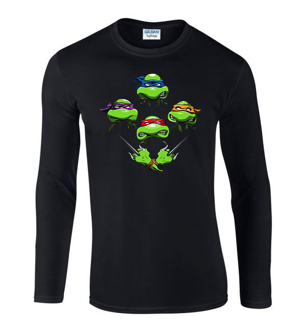 tini ninja teknőcök tmnt turtles Fekete Férfi Hosszú Ujjú Póló