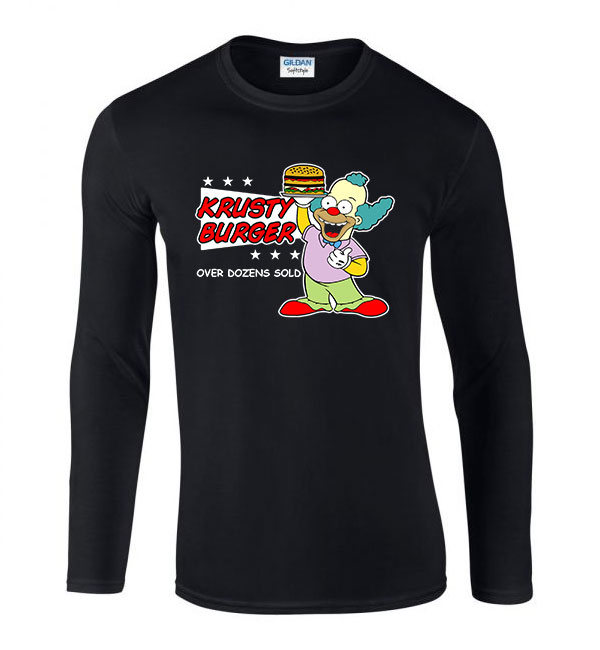 krusty burger simpson család Fekete Férfi Hosszú Ujjú Póló