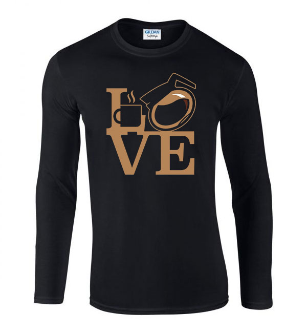 coffee love kávé  Fekete Férfi Hosszú Ujjú Póló